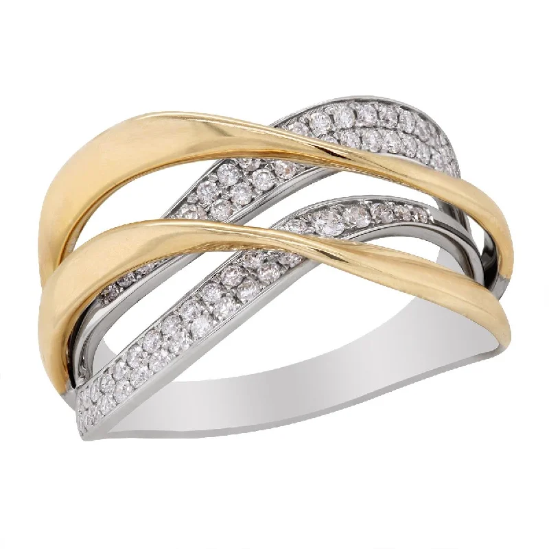 platinum ladies rings-TWO-TONE GOLD FASHION RING WITH 66 DIAMONDS, .36 CT TW