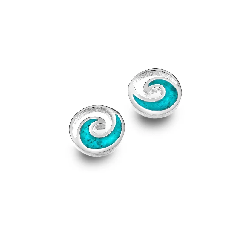 designer diamond earrings for ladies-Sea Gems Turquoise Wave Stud Earrings