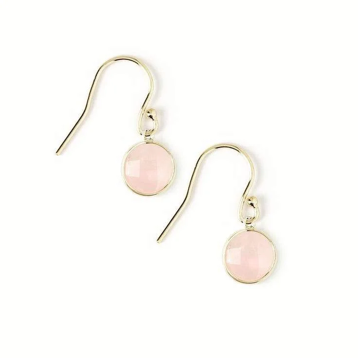 personalized birthstone earrings-Rose Quartz Faceted Earrings