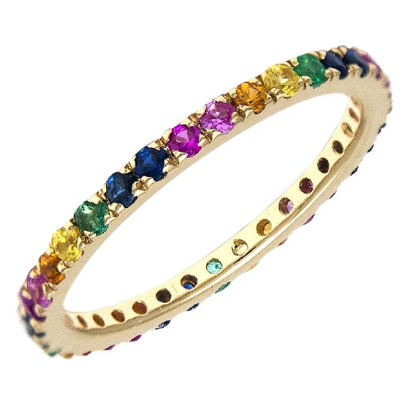 designer ladies rings-14K Yellow Gold Rainbow Eternity Ring