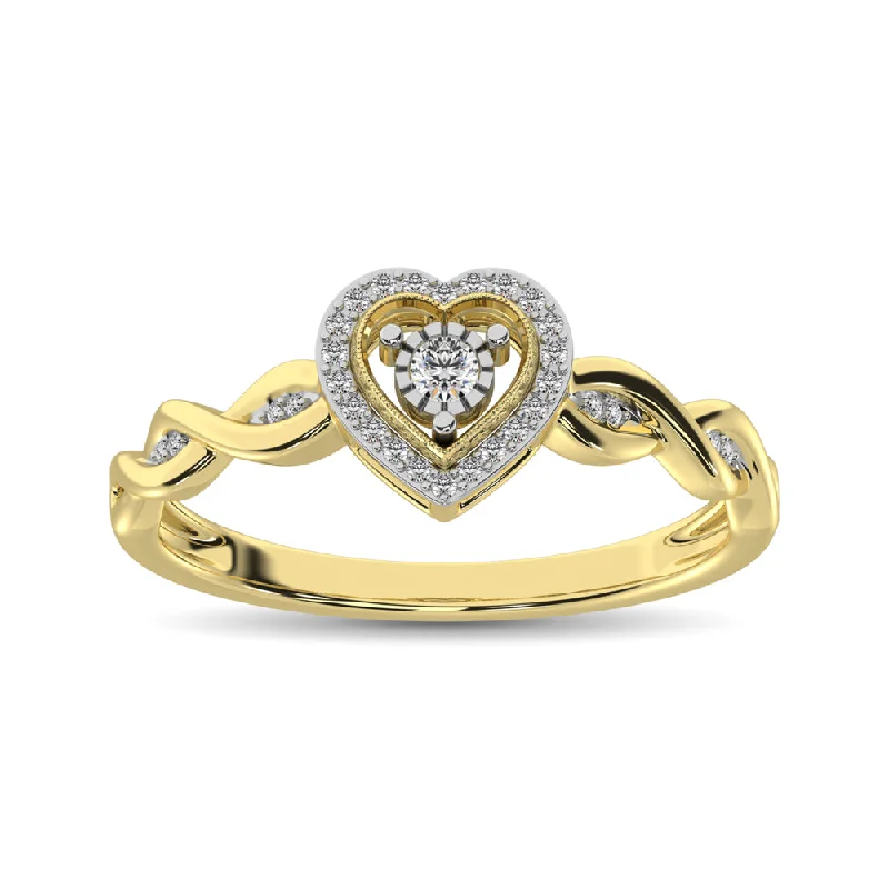 men’s and ladies matching rings-10K Yellow Gold Diamond 1/10 Ct.Tw. Heart Ring