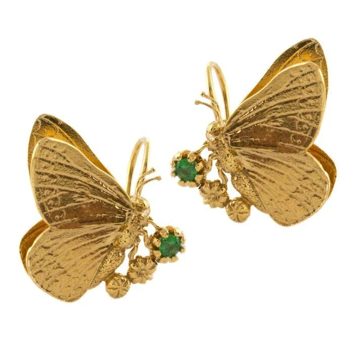 stud earrings for women’s everyday wear-Alex Monroe Butterfly Earrings With Tsavorite