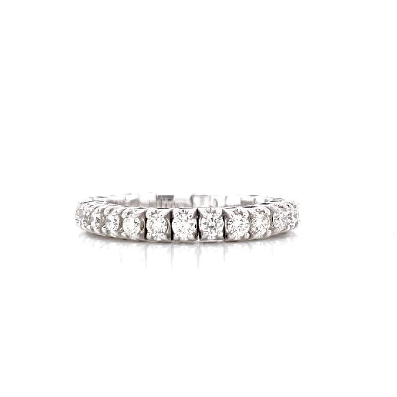 sterling silver ladies rings-14K White Gold 1.00CT Diamond Stretch Eternity Band