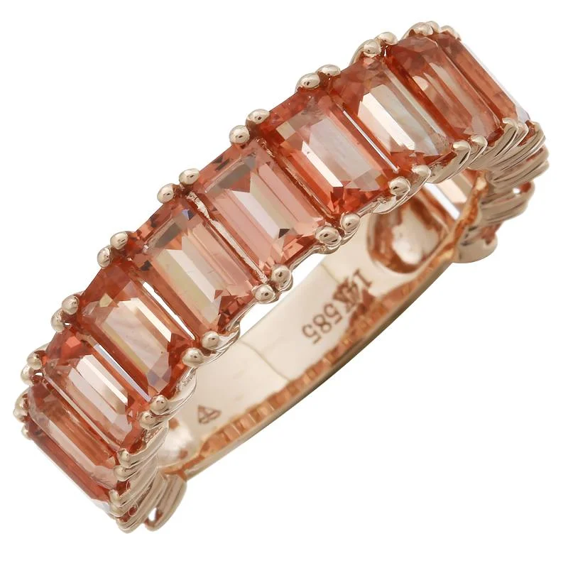 engraved wedding rings for ladies-14K Rose Gold Sunstone Ring