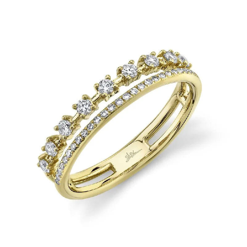 ladies rings with cubic zirconia-14K Yellow Gold Diamond Double Band