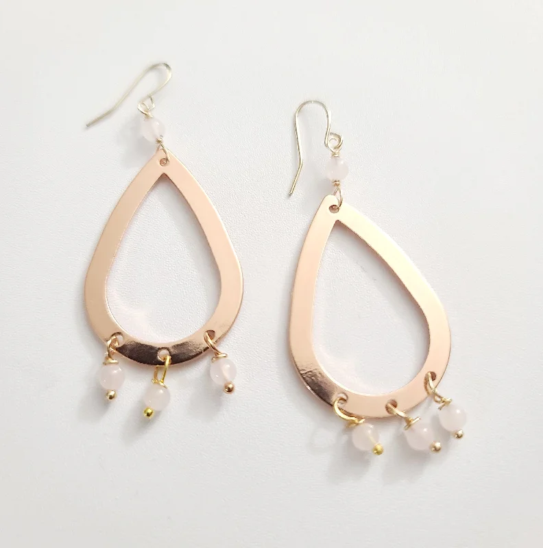 elegant drop earrings for women-Pink New Moon Hoop Earrings