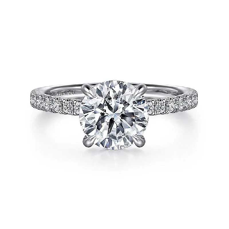 engagement rings with oval diamonds for ladies-14K White Gold 'Alisa' Round Diamond Engagement Ring