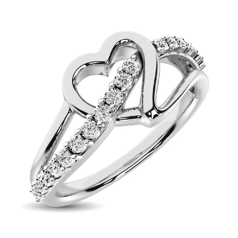 ladies rings with diamonds-10K White Gold 1/20 Ct.Tw. Diamond Heart Ring