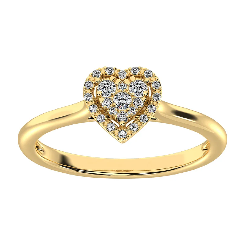 platinum wedding bands for ladies-10K Yellow Gold 1/6 Ct.Tw. Diamond Heart Promise Ring