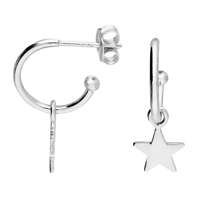 women’s small hoop earrings-Star Charm Hoop Earrings