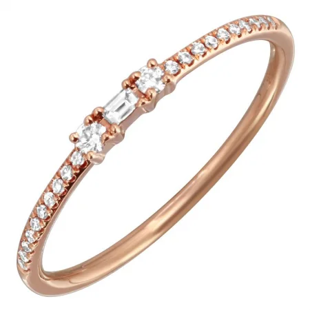 two-tone ladies rings-14K Rose Gold Diamond Stackable Ring