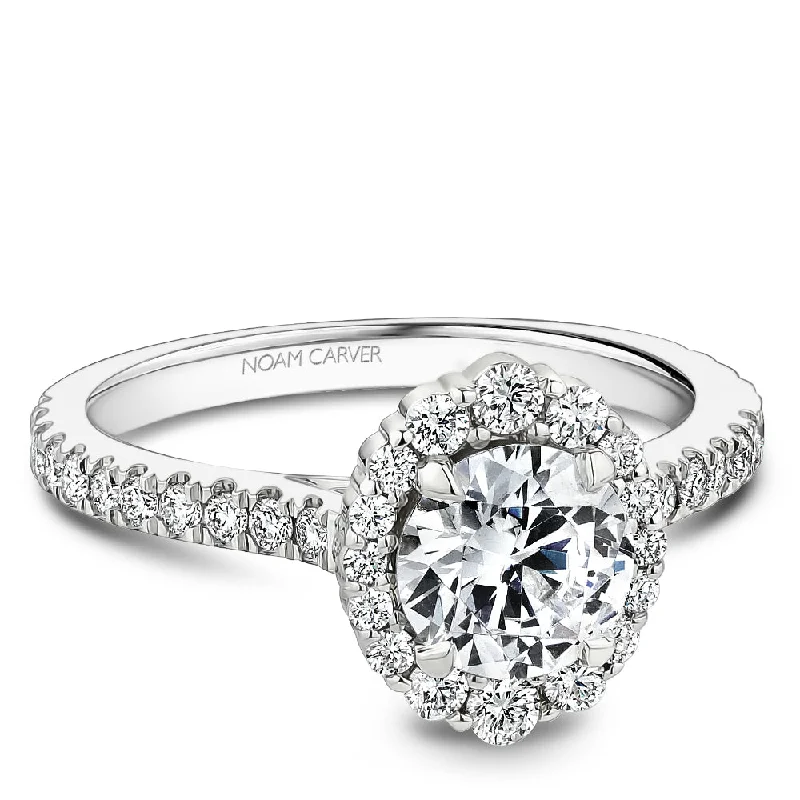 custom wedding engagement rings for ladies-Noam Carver Boutique Halo Diamond Engagement Ring B521-01A