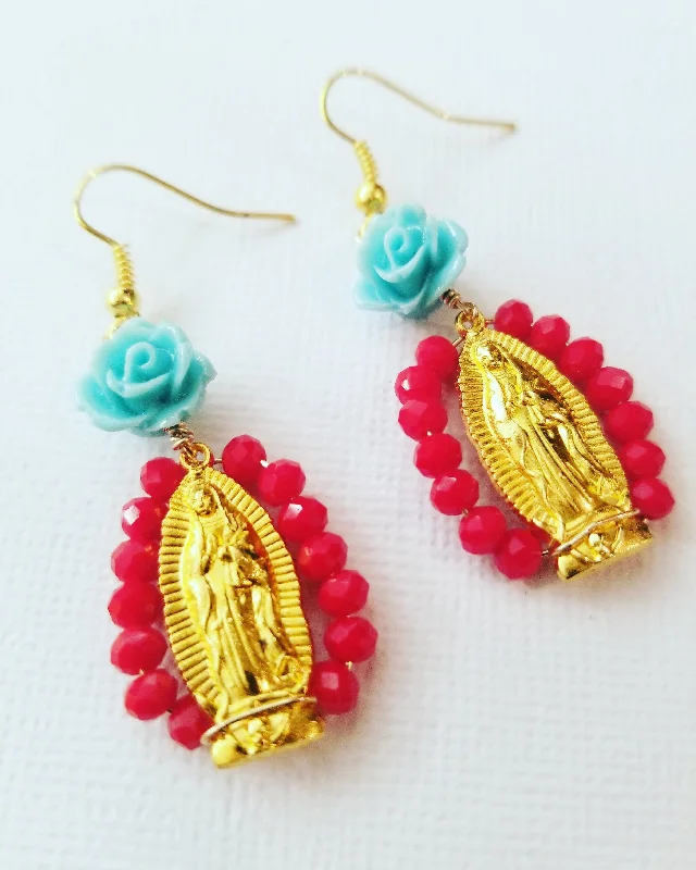 delicate earrings for women-Virgen Crystal Altar Earrings