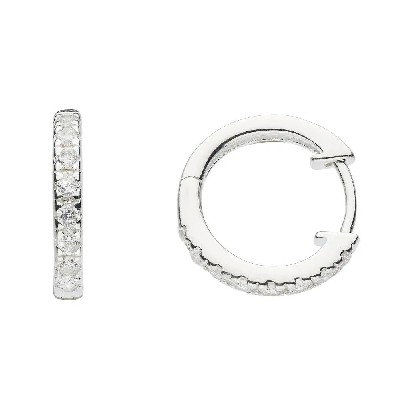 designer diamond earrings for ladies-Clear Cubic Zirconia Huggie Stud Earrings