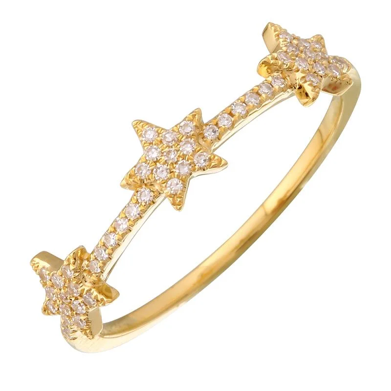 personalized rings for ladies-14K Yellow Gold Diamond Star Ring