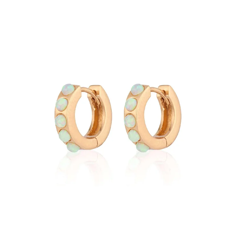 women’s rose gold stud earrings-Scream Pretty Lime Green Opal Huggie Hoop Earrings