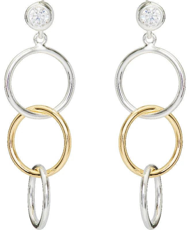 women’s gold drop earrings-Unique & Co Sparkling Golden Circles Drop Earrings