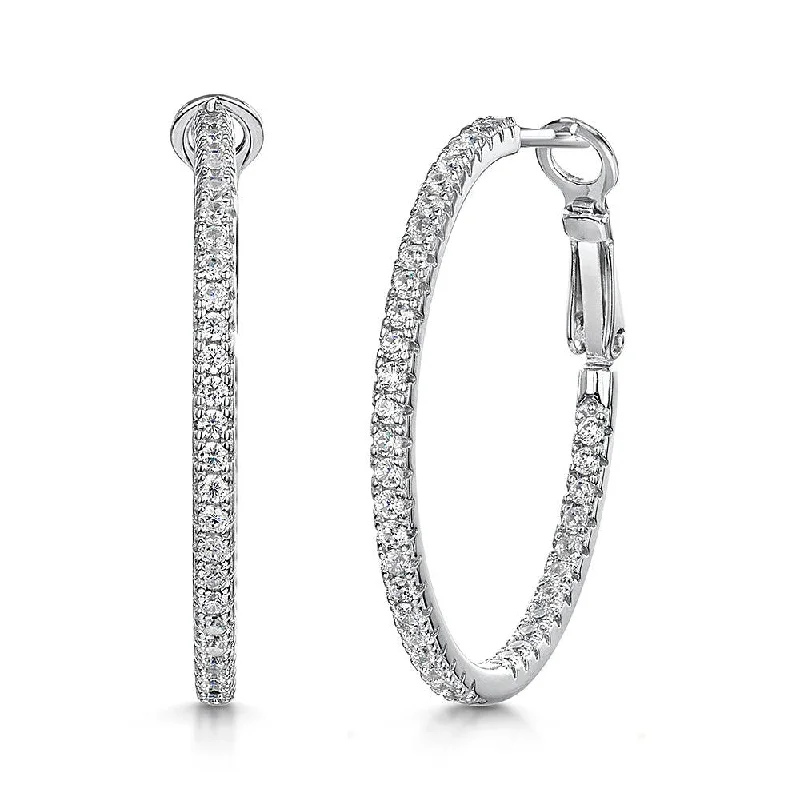 statement earrings for ladies-Jools 30mm Cubic Zirconia Hinged Hoop Earrings