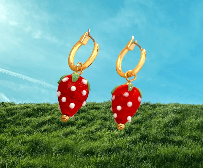 large hoop earrings for ladies-Fresa Strawberry Hoop Earrings