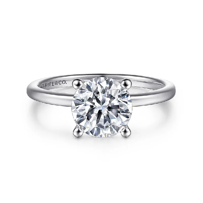 custom ladies engagement rings-Platinum 'Evalina' Solitaire Engagement Ring