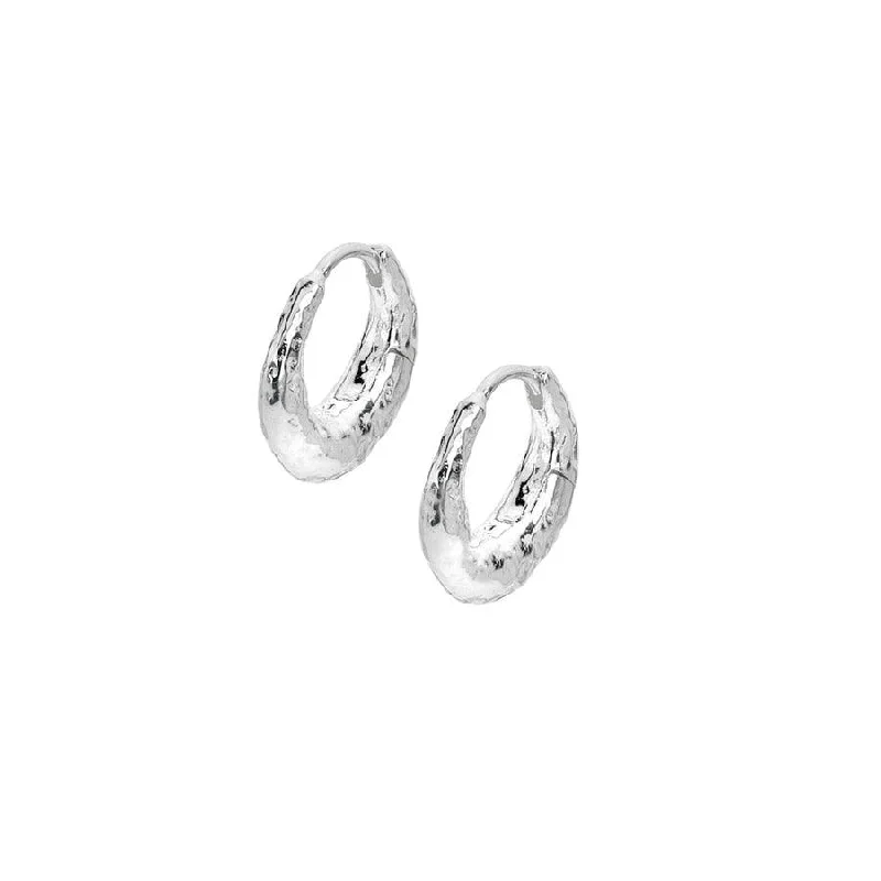 trendy earrings for ladies-Sea Gems Sterling Silver Ocean Nomad Huggie Hoop Earrings