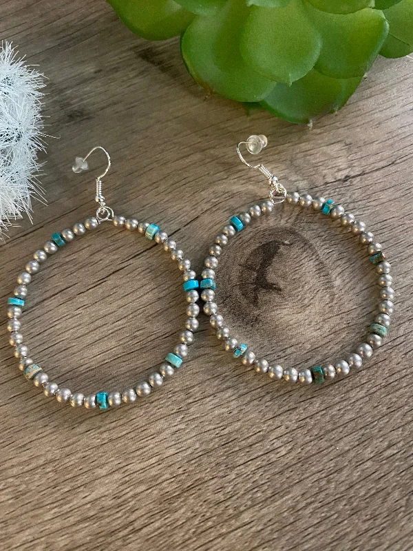 custom name earrings-Silver plated hoop earrings - A little bit if blue