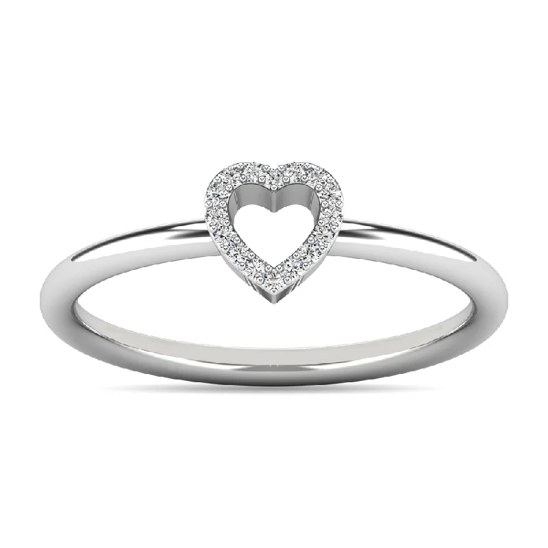 women’s rings for special occasions-Diamond 1/20 ct tw Heart Ring in 10K White Gold