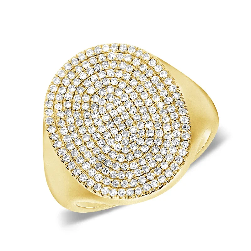 stackable engagement rings for ladies-14K Yellow Gold Diamond Pave Oval Ring