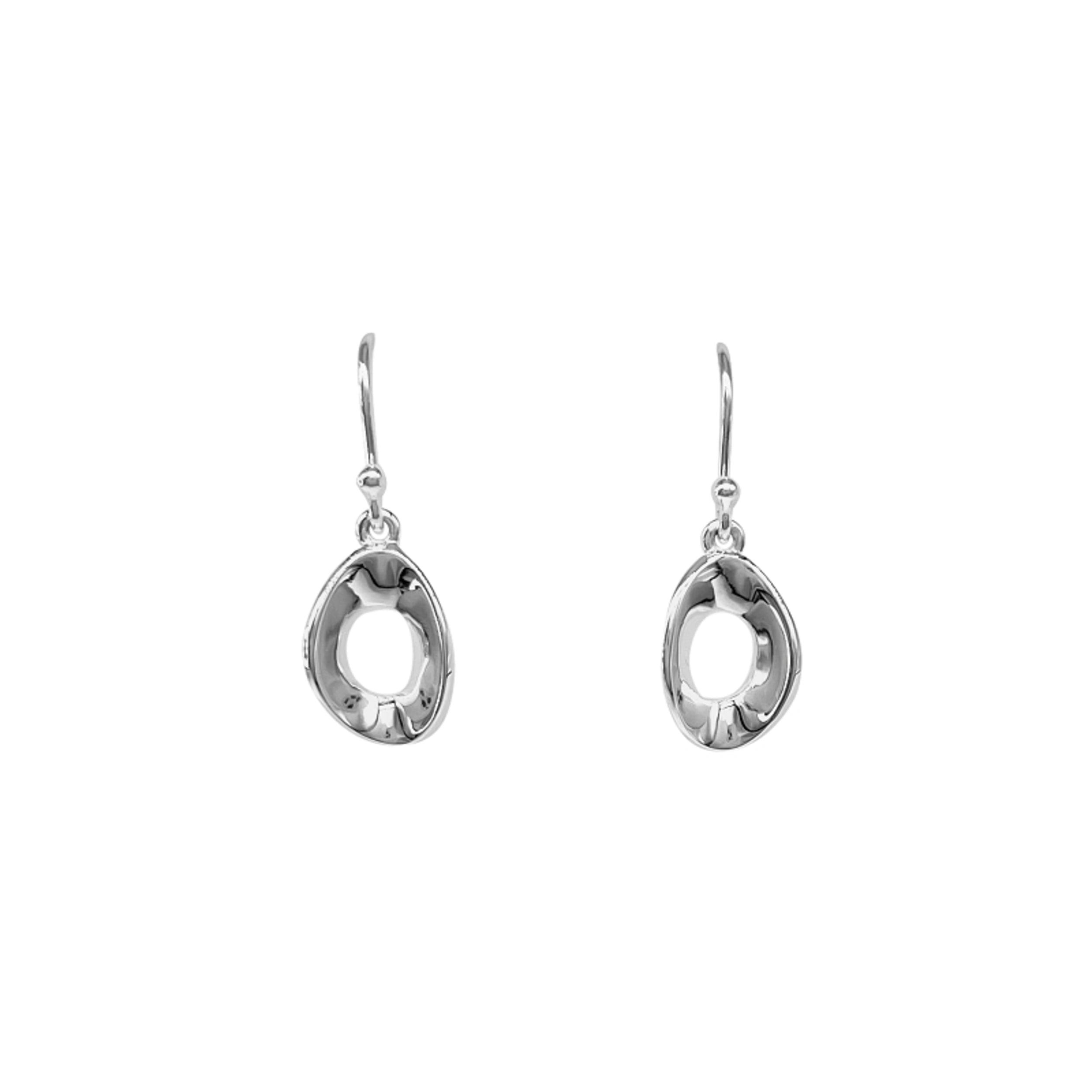 diamond hoop earrings for women-Sterling Silver Oval Outline Drop Earrings