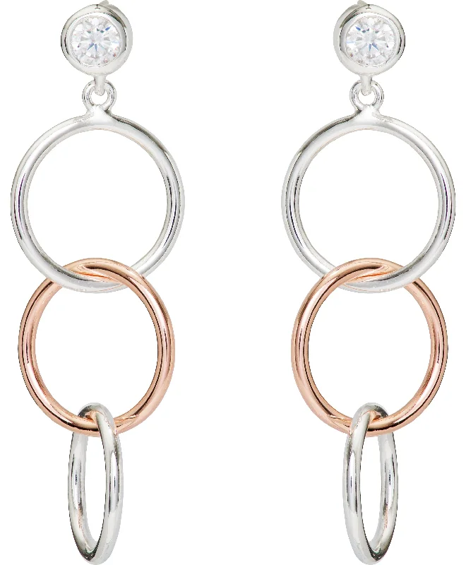 women’s earrings for casual wear-Unique & Co Drop Earrings Rose Gold With Cubic Zirconia