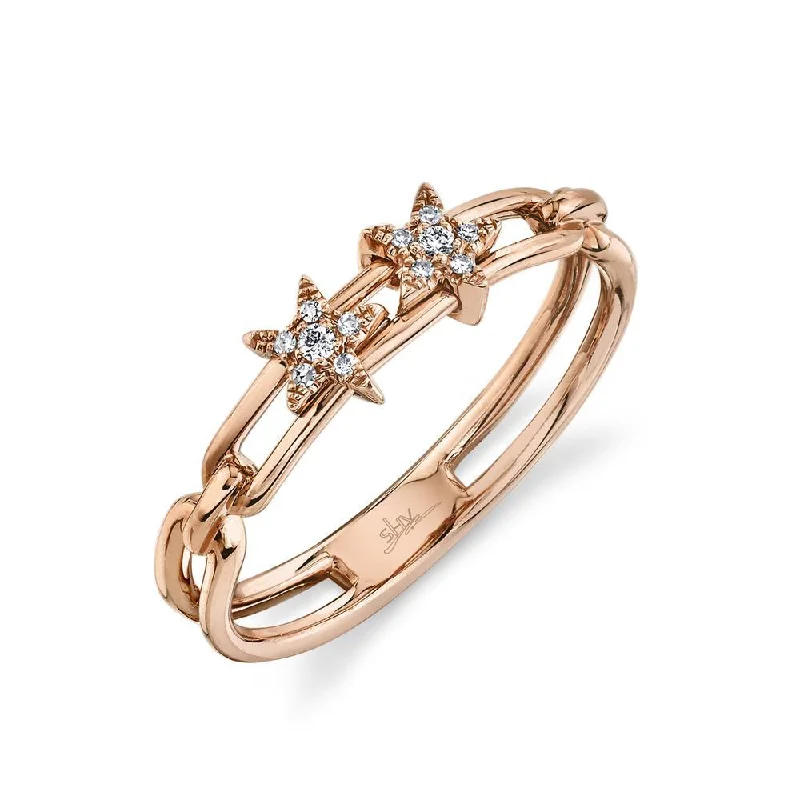 statement ladies rings-14K Rose Gold Diamond Star Slider Ring