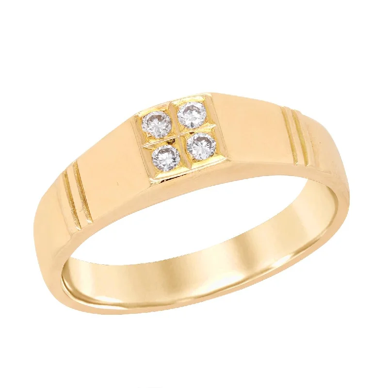 ladies eternity rings-MENS YELLOW GOLD FASHION RING WITH 4 DIAMONDS, 1/7 CT TW