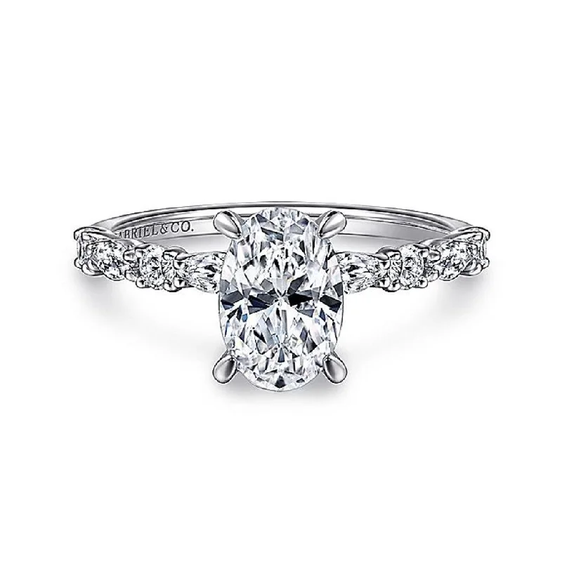 unique engagement rings for modern brides-14K White Gold 'Juliet' Classic Oval Diamond Engagement Ring