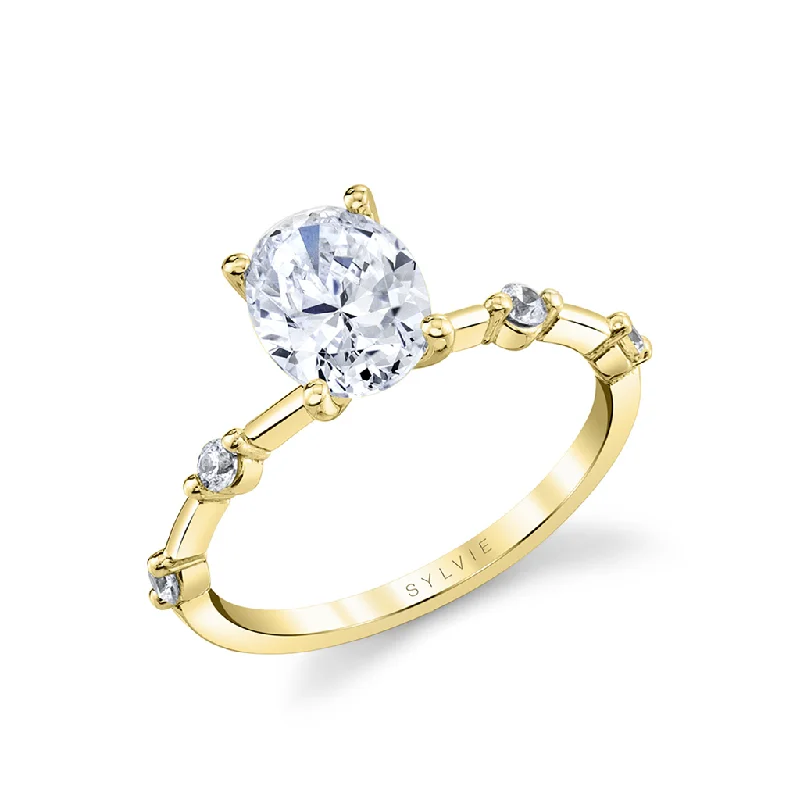 affordable diamond engagement rings-14K Yellow Gold 'Eniko' Classic Round Diamond Engagement Ring