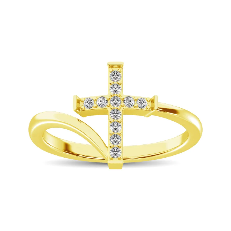 large gemstone ladies rings-10K Yellow Gold Diamond 1/8 Ct.Tw. Cross Ring