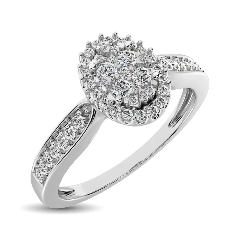 women’s stacking engagement rings-10K White Gold 1/4 Ct.Tw. Diamond Heart Ring