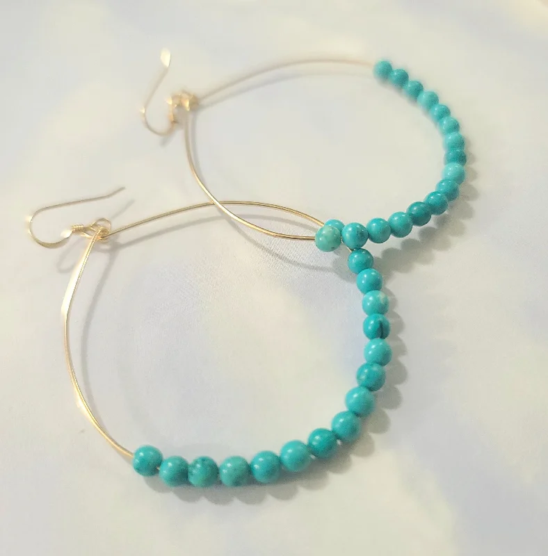 diamond hoop earrings for women-Turquoise 14kt GF Earrings