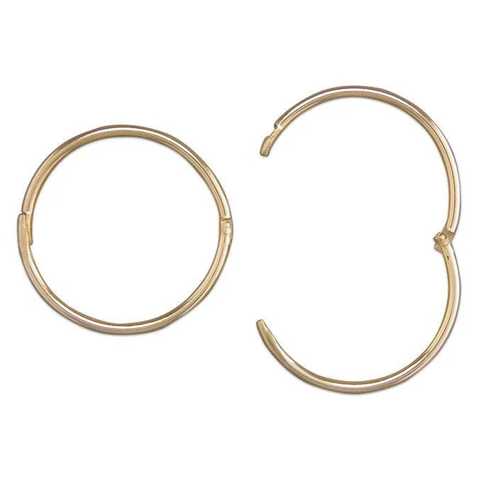 vintage-style earrings for ladies-9ct Gold 1.5cm Sleeper Hoop Earrings