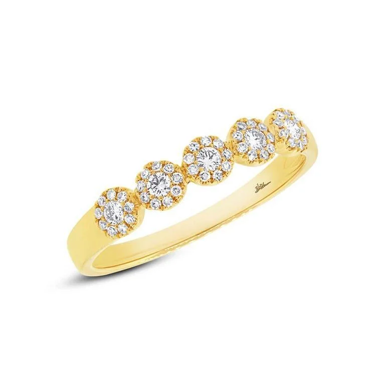 heart-shaped ladies rings-14K Yellow Gold Diamond Halo Small Band