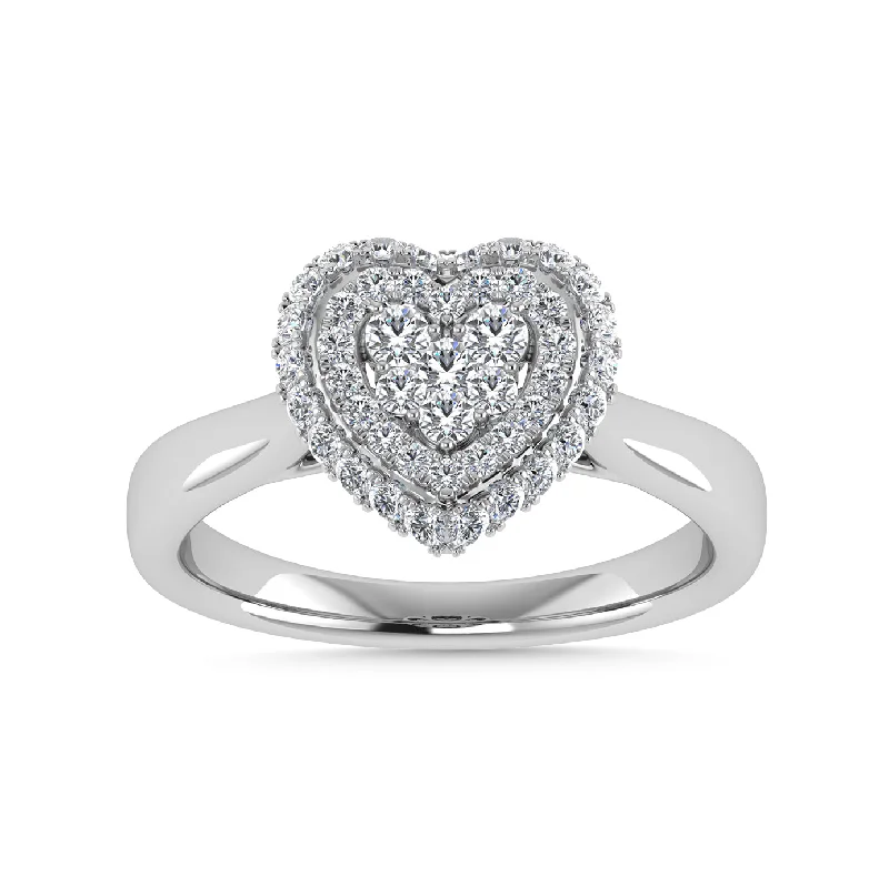 solitaire ladies rings-Diamond 1/2 Ct.Tw. Cluster Fashion Ring in 14K White Gold Gold