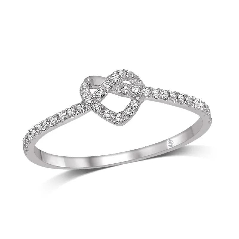 statement ladies rings-10K White Gold 1/6 Ctw Diamond Heart Ring