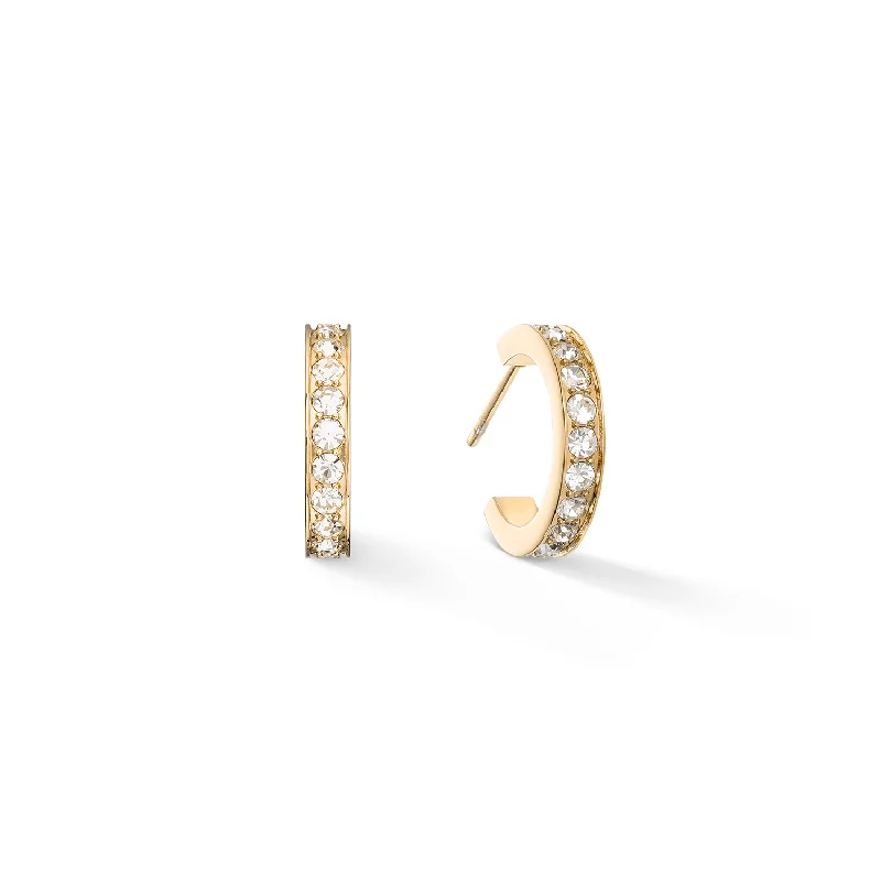 stackable earrings for ladies-Coeur De Lion Gold Crystal Hoop Earrings