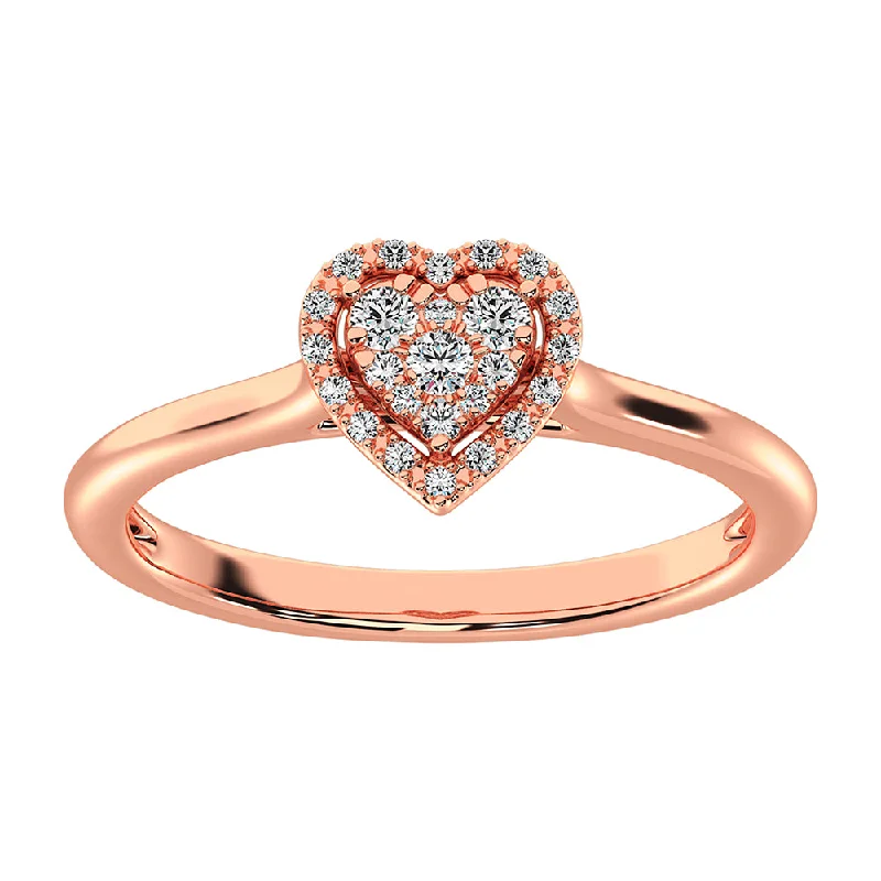 ladies rings for anniversary-10K Rose Gold 1/6 Ct.Tw. Diamond Heart Promise Ring