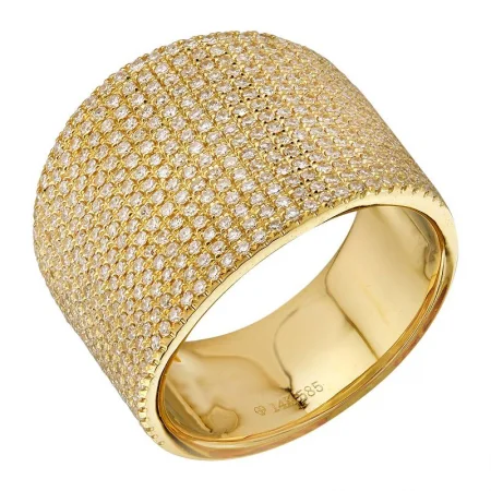 ladies rings with diamonds-14k Yellow Gold Diamond Cigar Ring