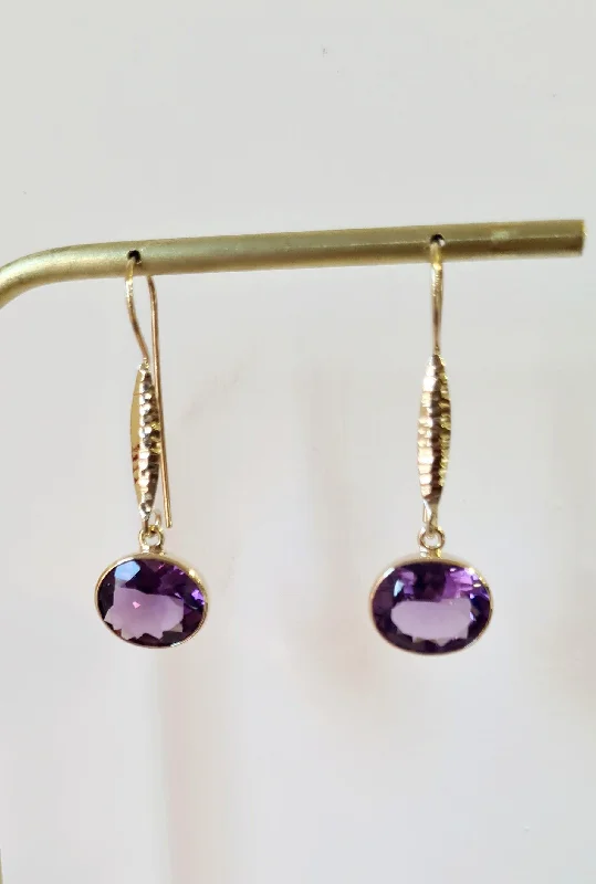 women’s long drop earrings-Yaron Morhaim Gold Amethyst Earrings