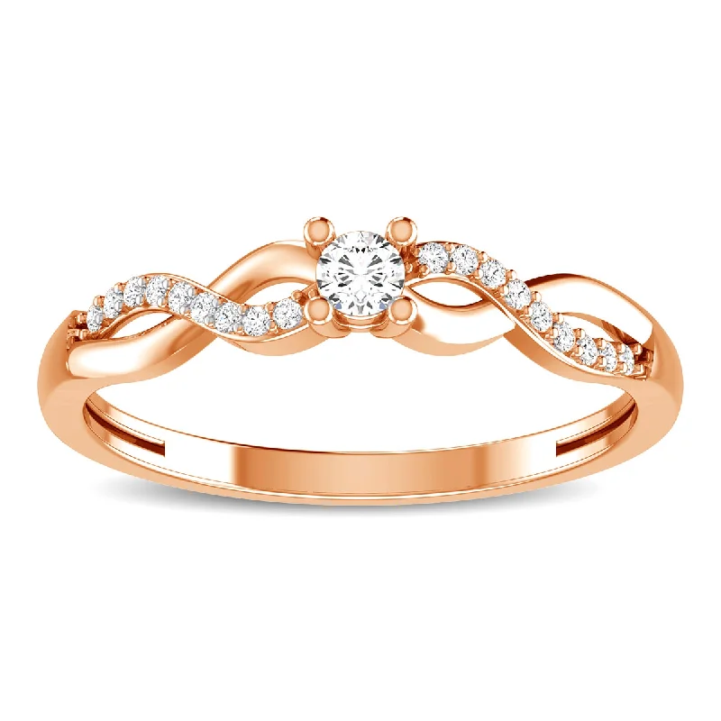 custom ladies rings-10K Rose Gold 1/6 Ct.Tw. Diamond Twist Ring