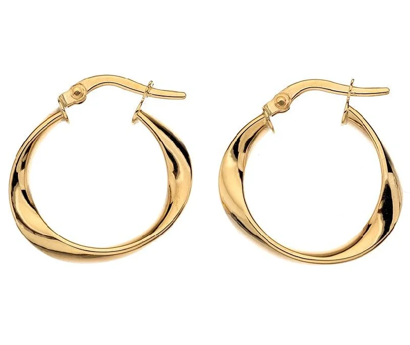 birthstone earrings for ladies-9ct Gold Twist Hoop Earrings