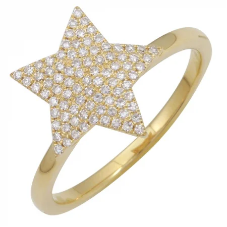 fashion rings for ladies-14K Yellow Gold Diamond Pave Star Ring