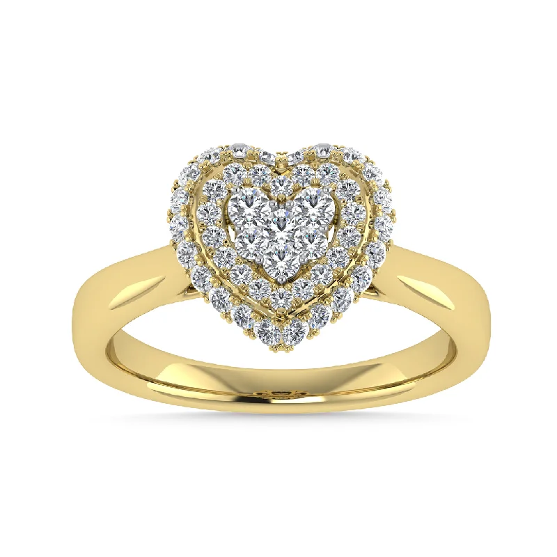 oval-shaped diamond ladies rings-Diamond 1/2 Ct.Tw. Cluster Fashion Ring in 14K Two Tone Gold