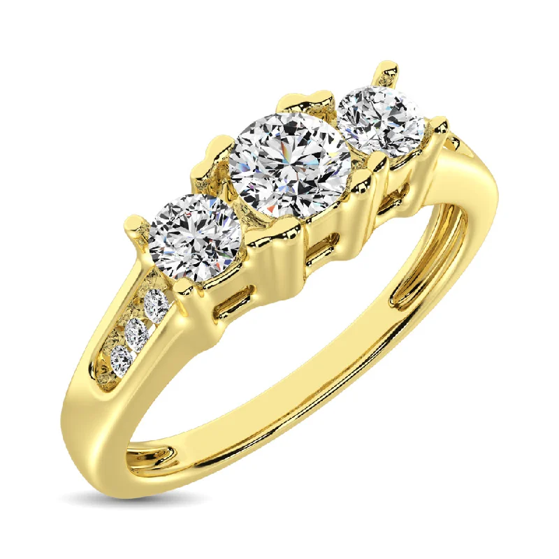 custom wedding rings for ladies-10K Yellow Gold 1/2 Ct.Tw. Diamond Three Stone Ring